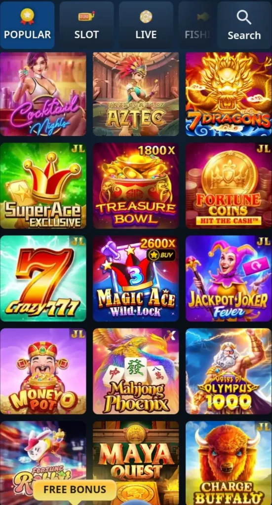 Cashpk game interfae