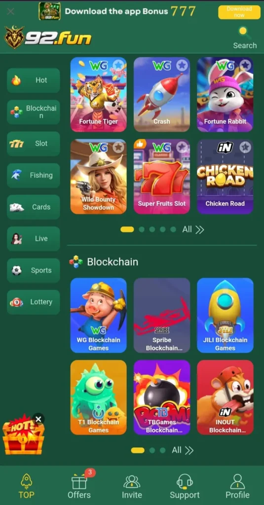 92Fun game interface