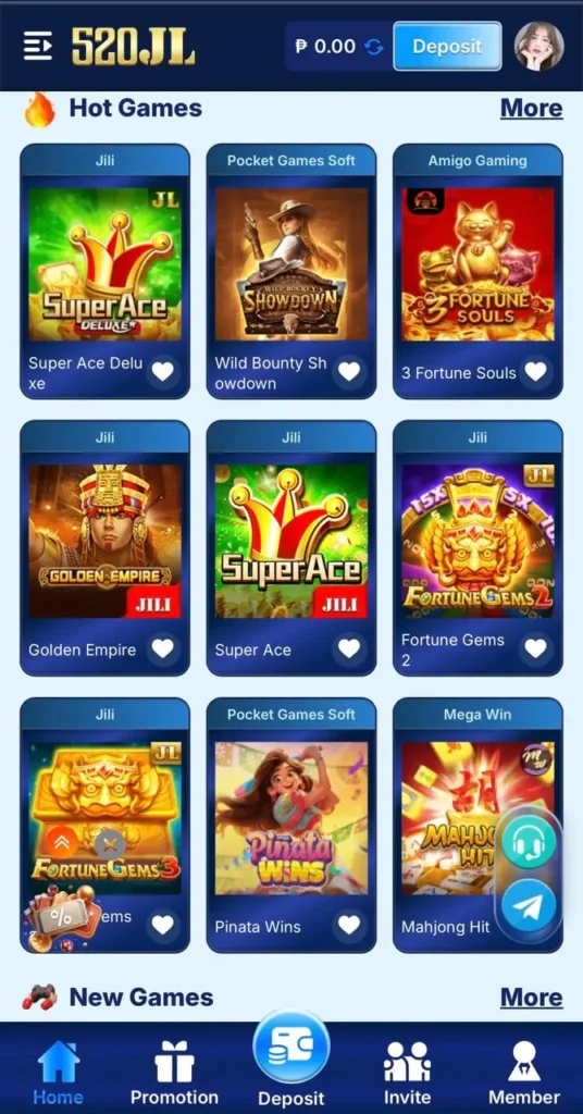 520Jl game interface