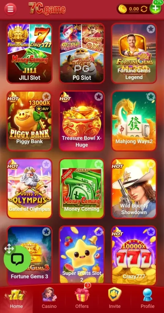 7c game interface