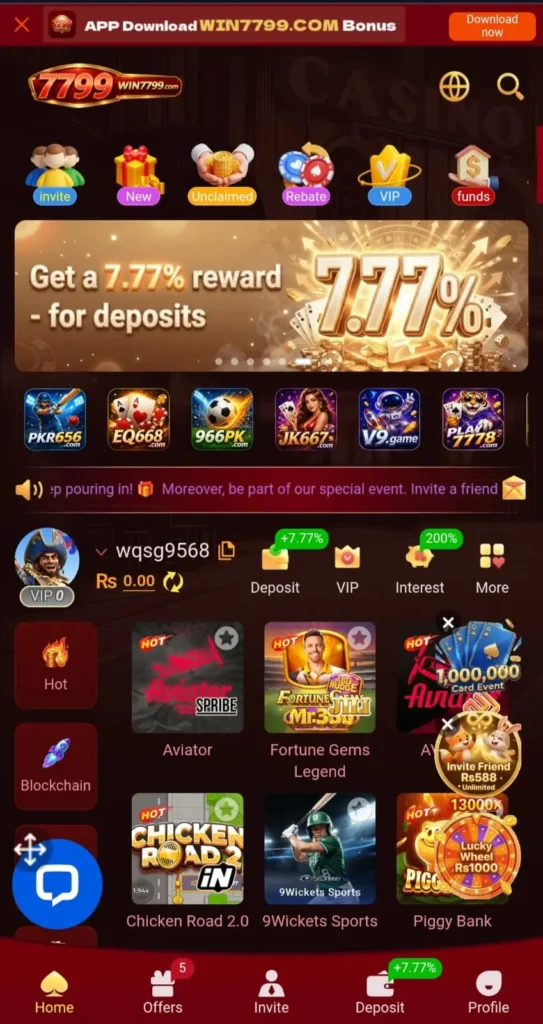 Win7799 game interface