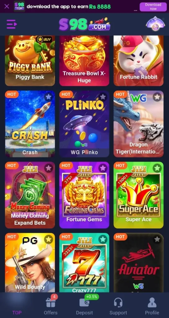 s98 game interface